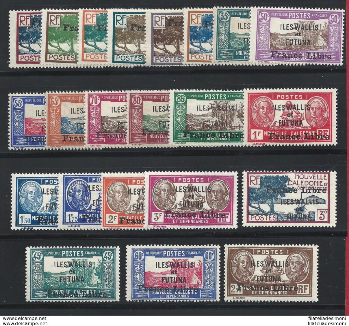 1941 WALLIS & FUTUNA - Yv  92/124  22 Valori Di 32 MNH/** Incompleta - Sonstige & Ohne Zuordnung