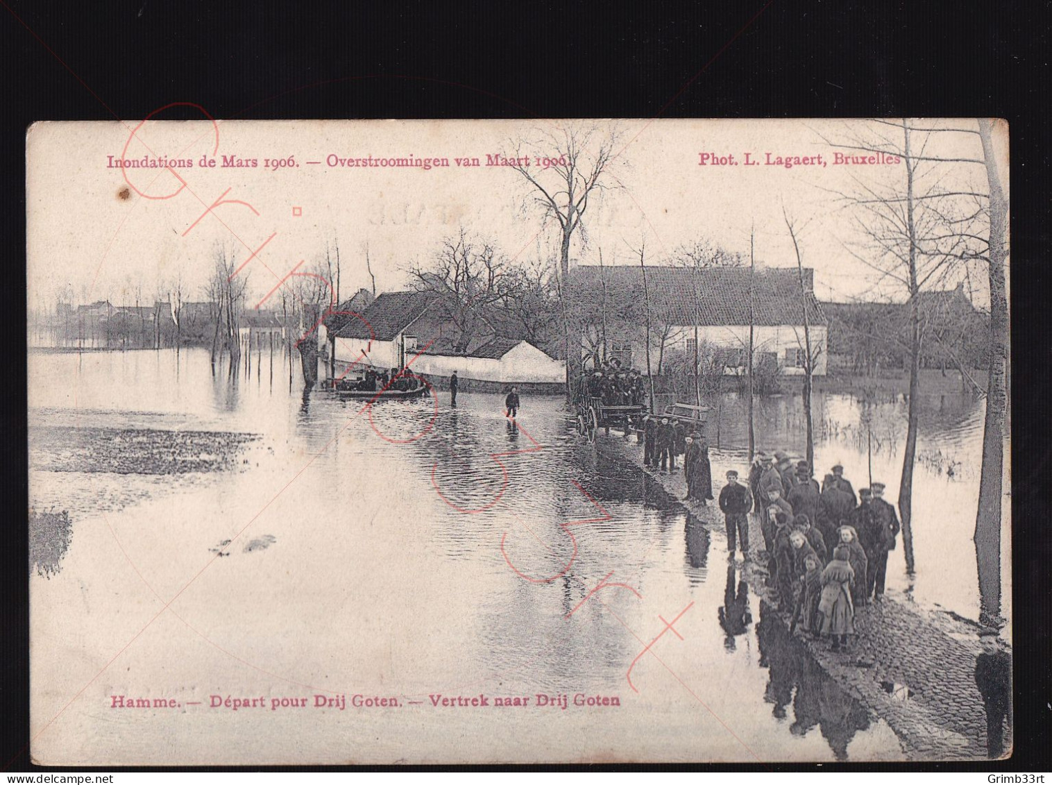 Hamme - Départ Pour Drij Goten - Inondations De Mars 1906 - Postkaart - Hamme