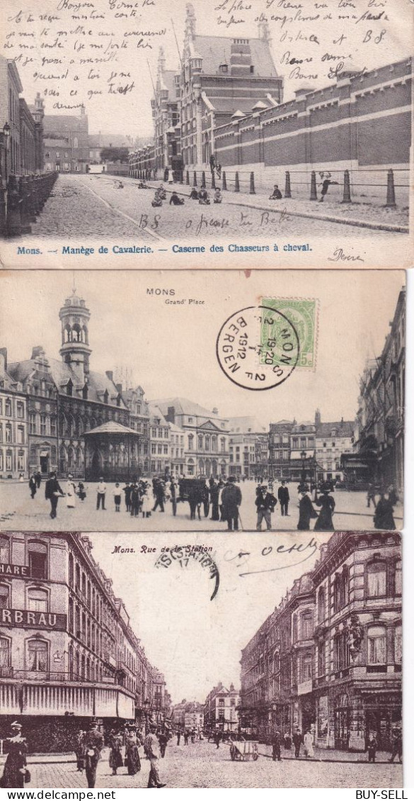 BELGIQUE - 4 CARTES - MONS - 1904 / 1909 / 1911 / 1912 - Mons