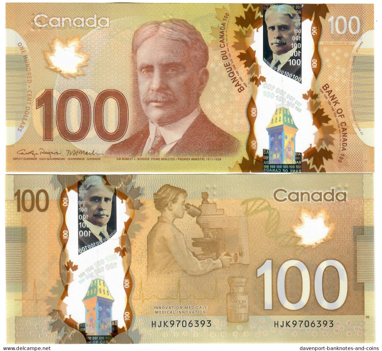 Canada 100 Dollars 2011 (~2024) UNC "HJK" Rogers-Macklem - Kanada