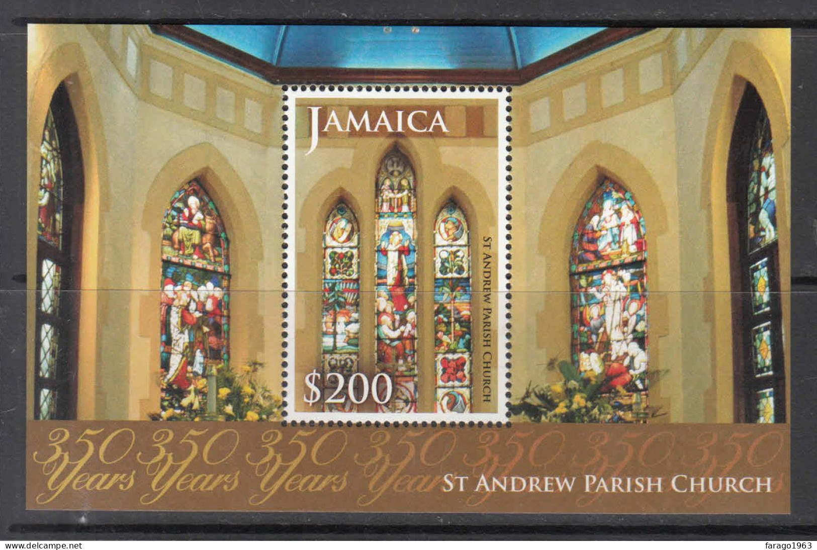 2014 Jamaica St. Andrew Parish Church Stained Glass Souvenir Sheet MNH - Jamaica (1962-...)