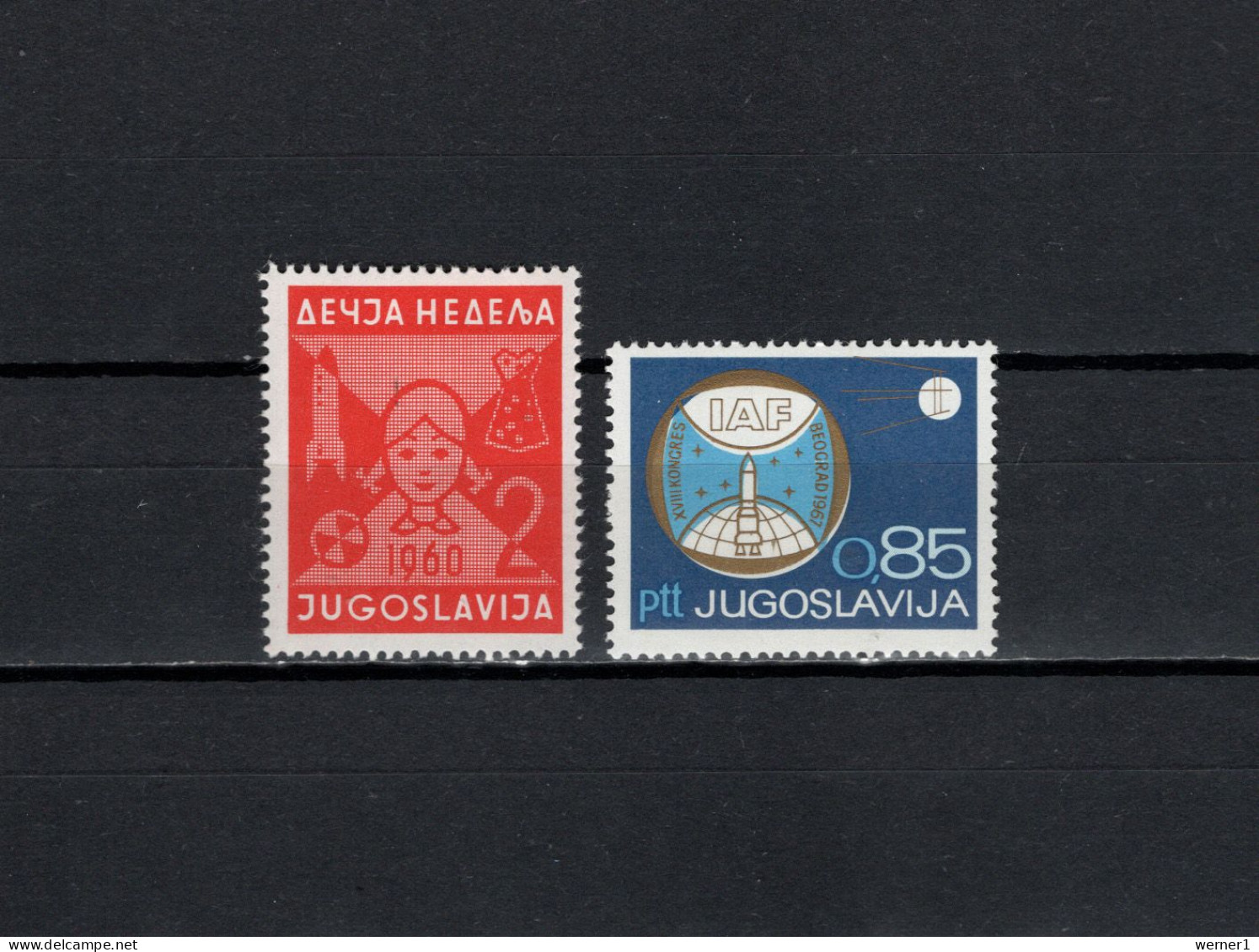 Yugoslavia 1960/1967 Space, Children With Rocket, IAF Congress 2 Stamps MNH - Europe