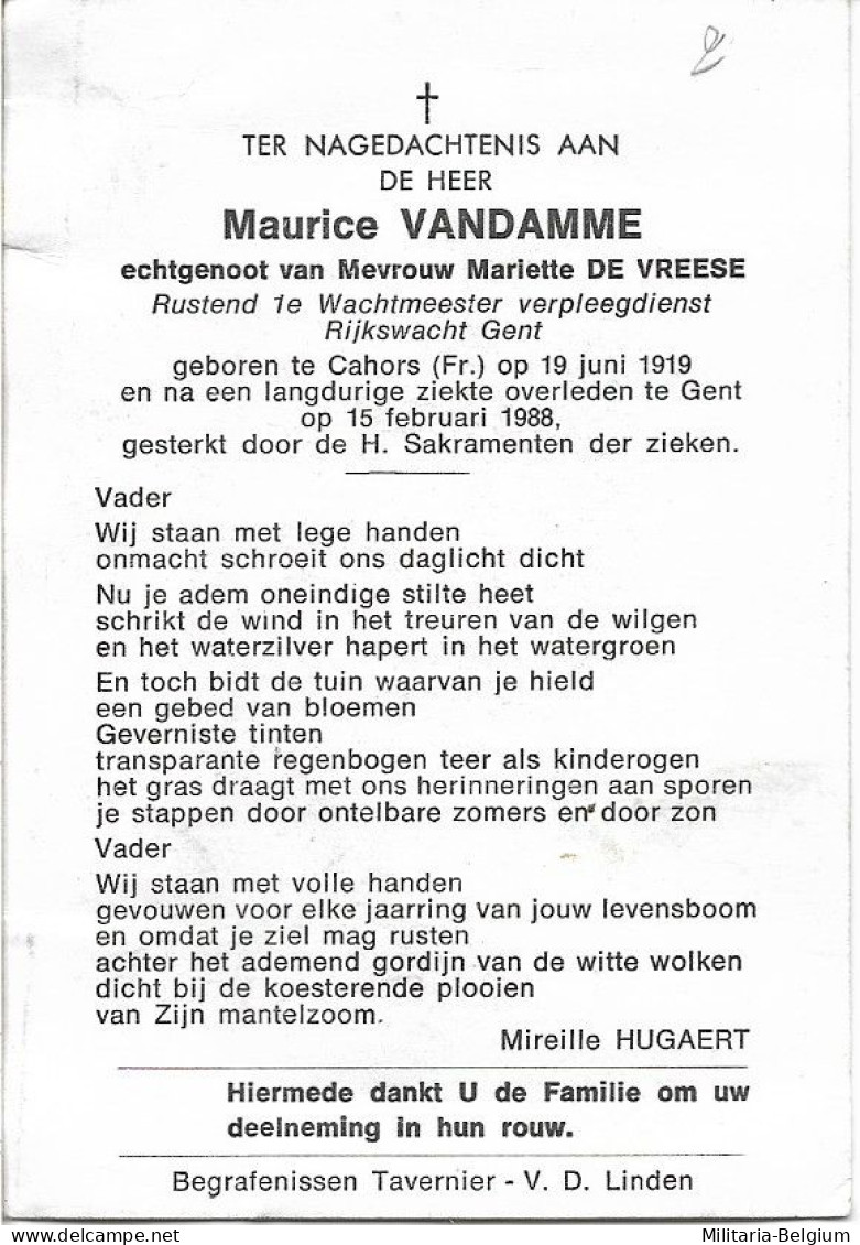 Doodsprentje Van 'Maurice Vandamme' - Godsdienst & Esoterisme