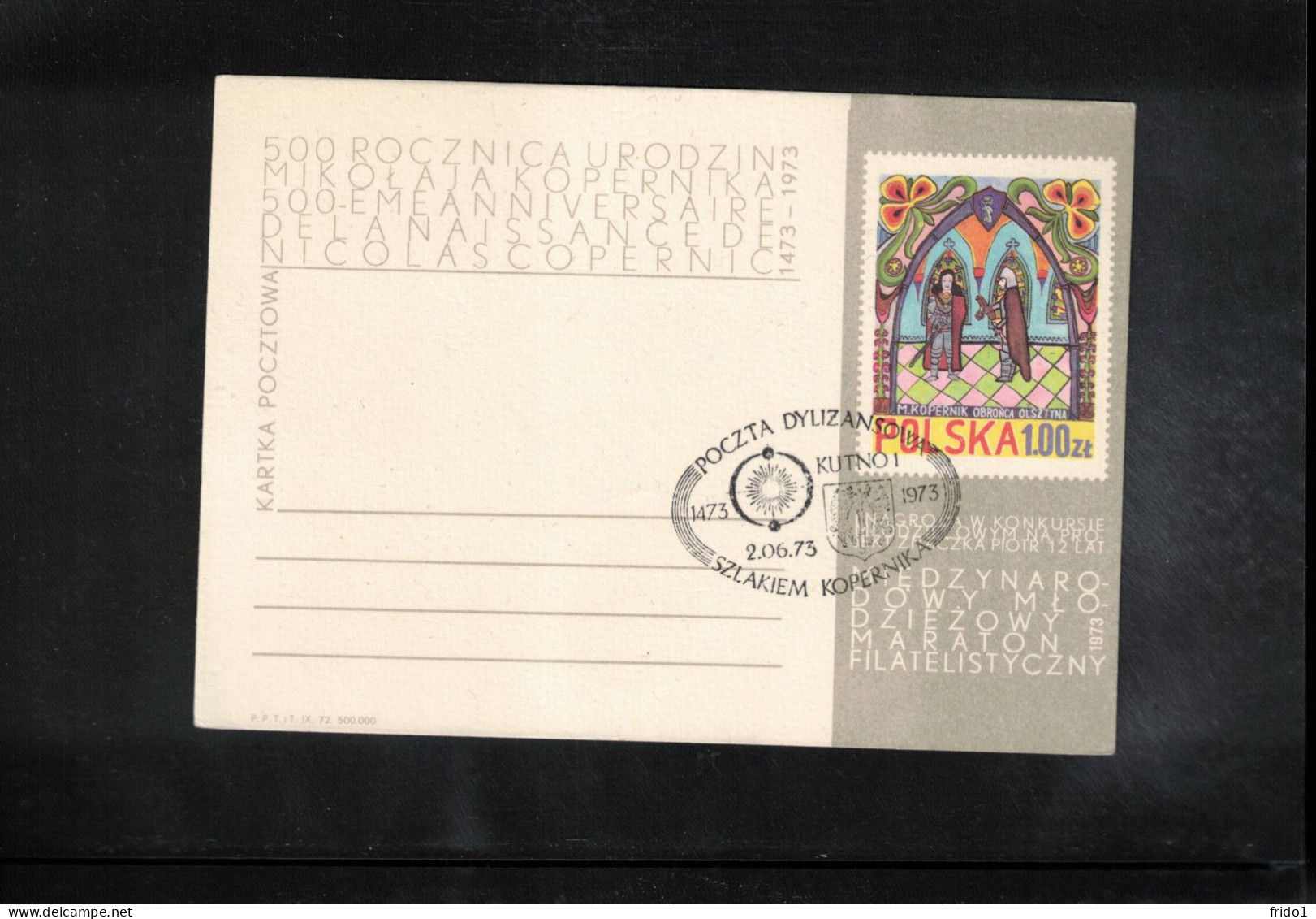 Poland / Polska 1973 Astronomy - 500th Anniversary Of The Birth Of Nicolaus Kopernicus - Stagecoach Mail - KUTNO - Astronomie