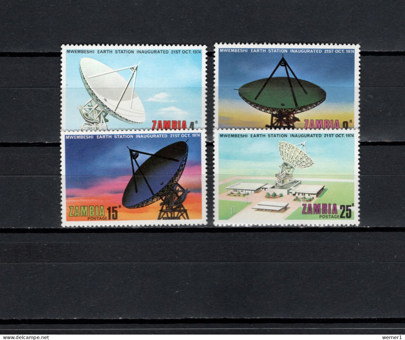 Zambia 1974 Space,  Earth Station Mwembeshi Set Of 4 MNH - Africa