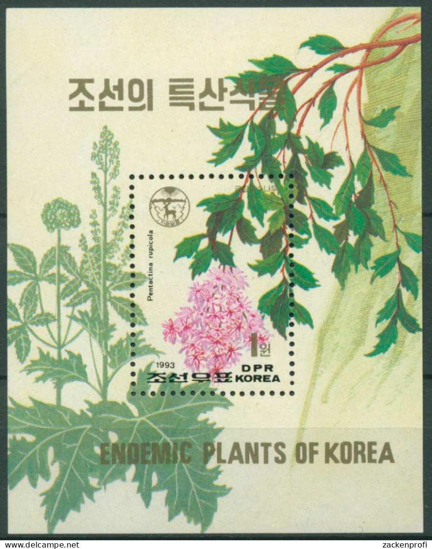 Korea (Nord) 1993 Pflanze Nordkoreas: Rupicola Block 279 Postfrisch (C74793) - Korea (Nord-)
