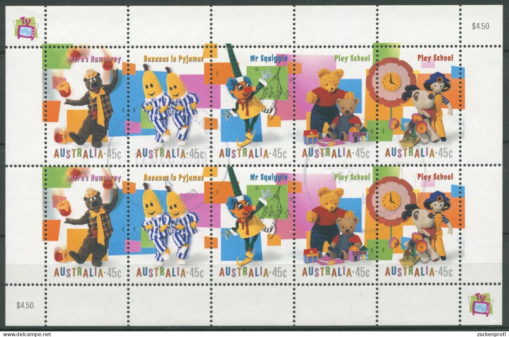 Australien 1999 Fernsehsendungen Für Kinder 1814/18 K Gestempelt (C25608) - Blokken & Velletjes