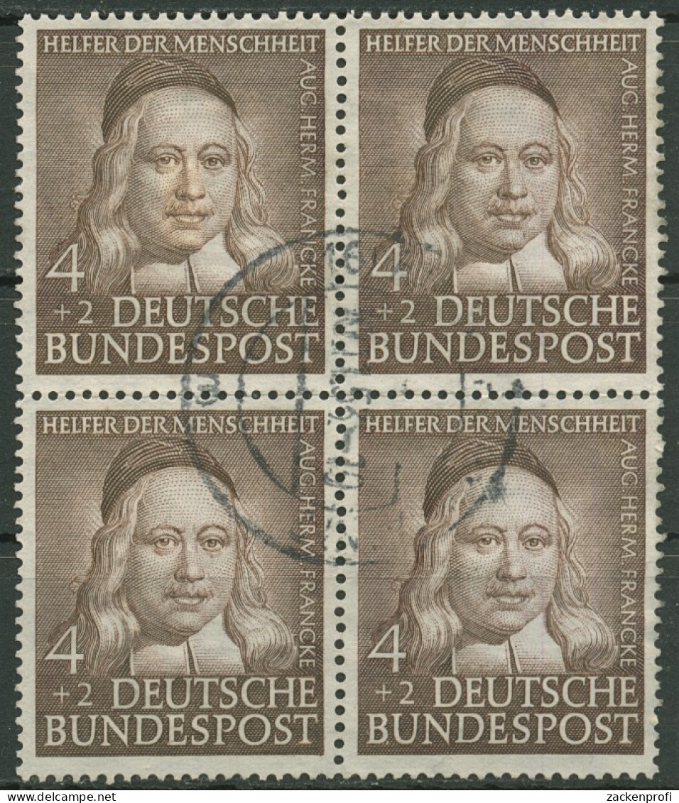 Bund 1953 Wohlfahrt: Helfer D. Menschheit A. H. Francke 173 4er-Block Gestempelt - Gebruikt