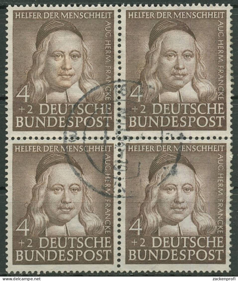 Bund 1953 Wohlfahrt: Helfer D. Menschheit A. H. Francke 173 4er-Block Gestempelt - Used Stamps