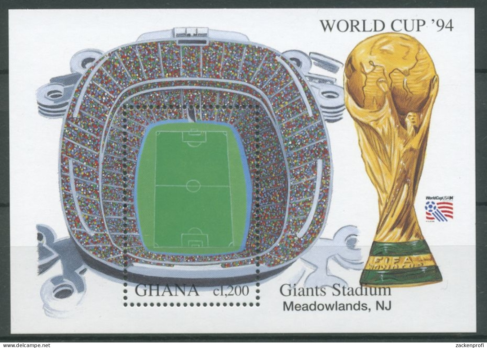 Ghana 1994 Fußball-WM In Den USA Stadion Pokal Block 259 Postfrisch (C28024) - Ghana (1957-...)