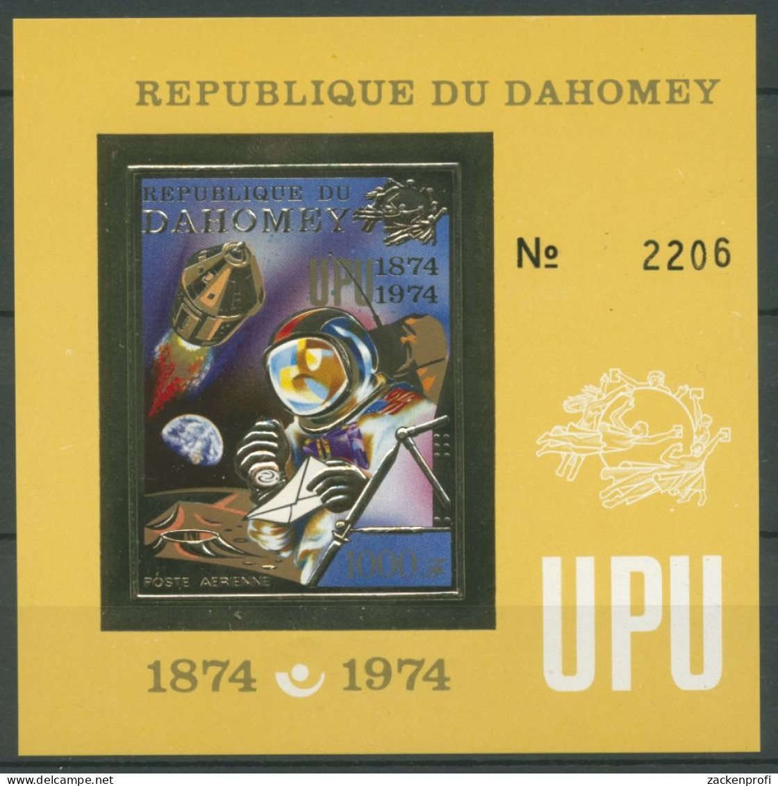 Dahomey 1974 100 J. Weltpostverein Astronaut UPU Block 42 Postfrisch (C28004) - Benin - Dahomey (1960-...)