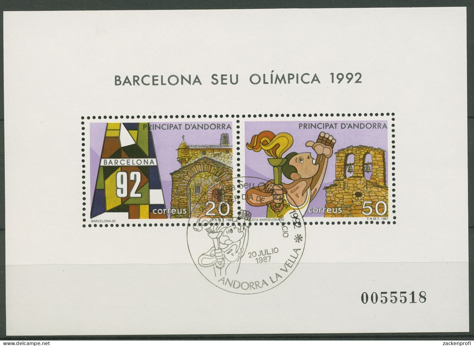 Andorra (span.) 1987 Olympia'92 Barcelona Block 2 Gestempelt (C90597) - Unused Stamps