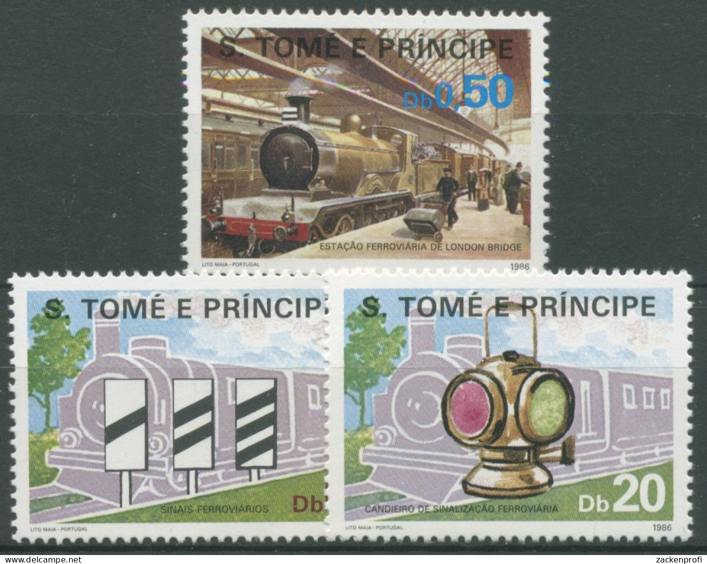 Sao Tomé Und Príncipe 1986 Eisernbahn Signal Dampflokomotiven 971/73 Postfrisch - Sao Tome Et Principe