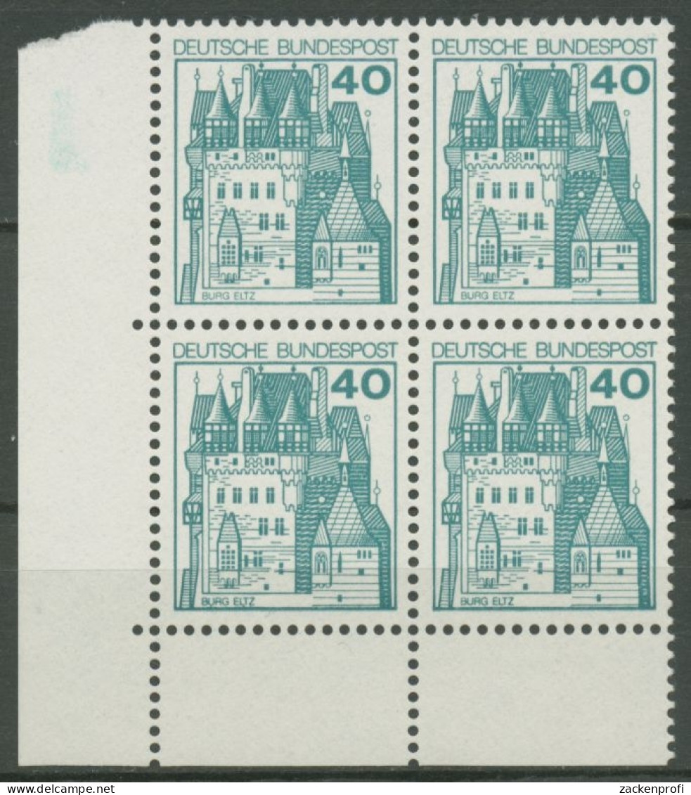 Bund 1977 Burgen & Schlösser 4er-Block Ecke Unten Links 915 Postfrisch - Unused Stamps