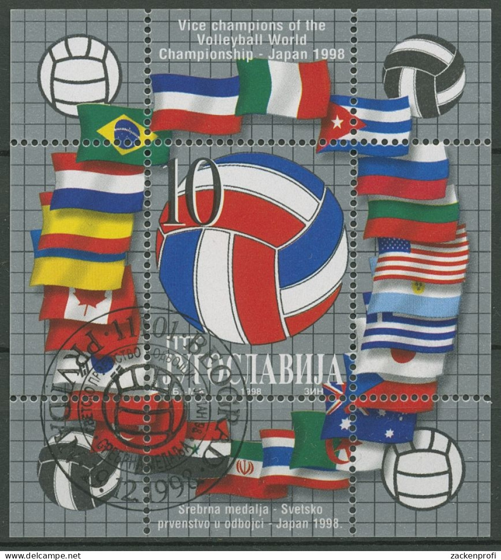 Jugoslawien 1998 Volleyball-WM Silbermedaille Block 48 Gestempelt (C93497) - Blocks & Sheetlets