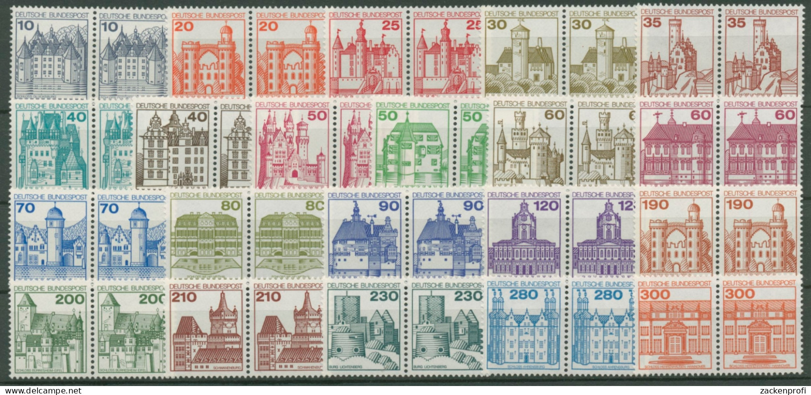 Bund 1977/82 Burgen & Schlösser Waag. Paare Satz Komplett 913/1143 Postfrisch - Unused Stamps