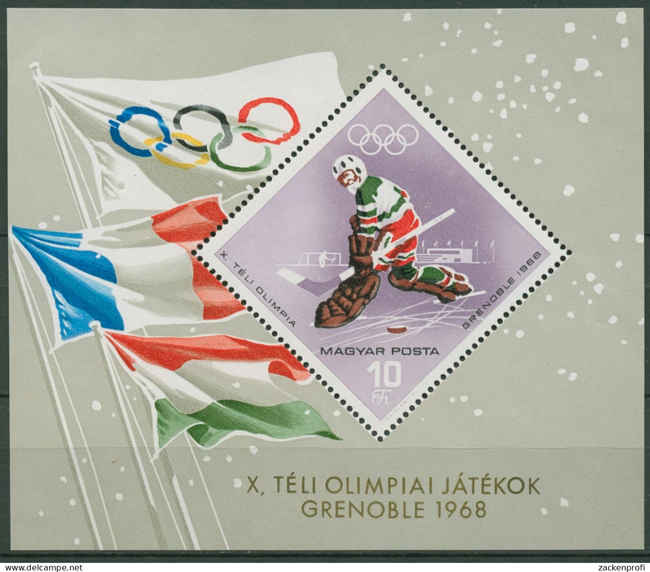 Ungarn 1967 Olympische Winterspiele Grenoble Block 62 A Postfrisch (C92433) - Blocs-feuillets