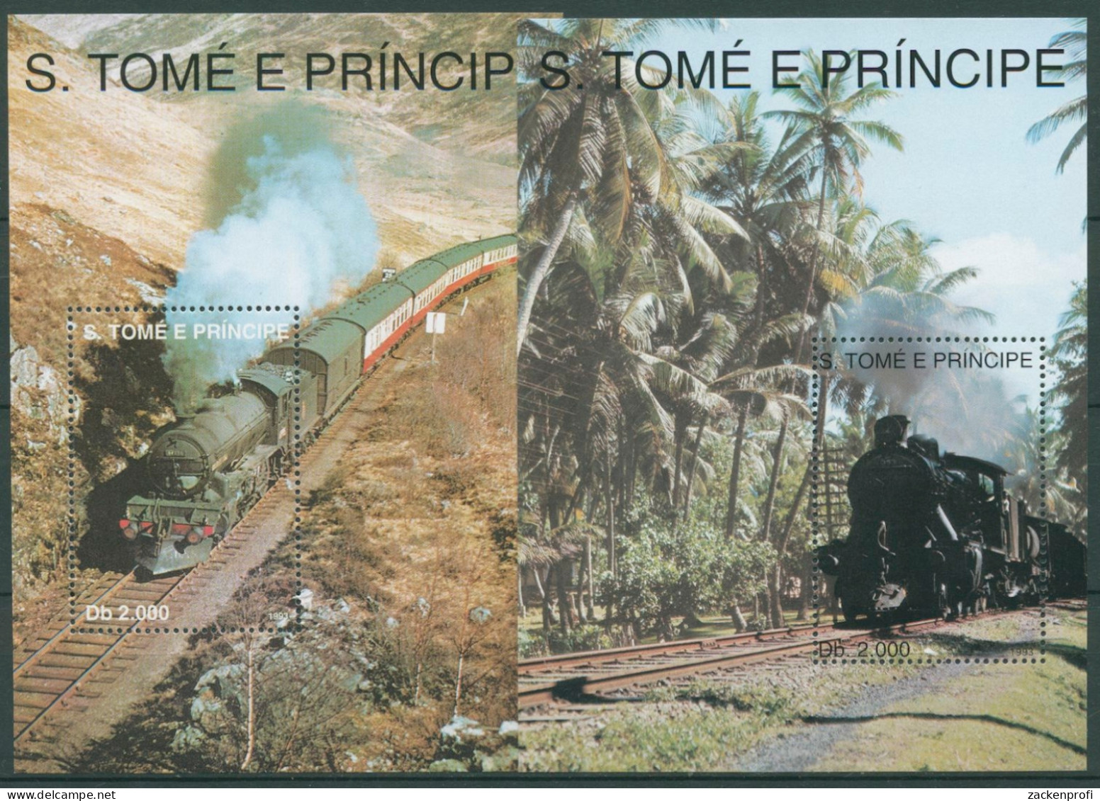 Sao Tomé Und Príncipe 1993 Eisenbahn Dampflok Block 300/01 Postfrisch (C28284) - Sao Tome Et Principe