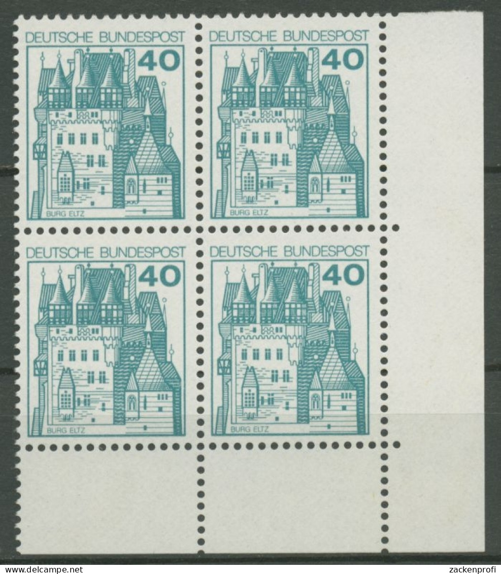 Bund 1977 Burgen & Schlösser 4er-Block Ecke Unten Rechts 915 Postfrisch - Unused Stamps