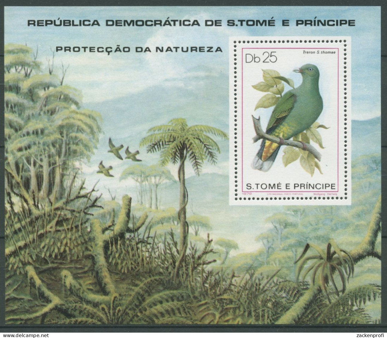 Sao Tomé Und Príncipe 1979 Vogel Grüntaube Block 39 Postfrisch (C28290) - Sao Tome Et Principe