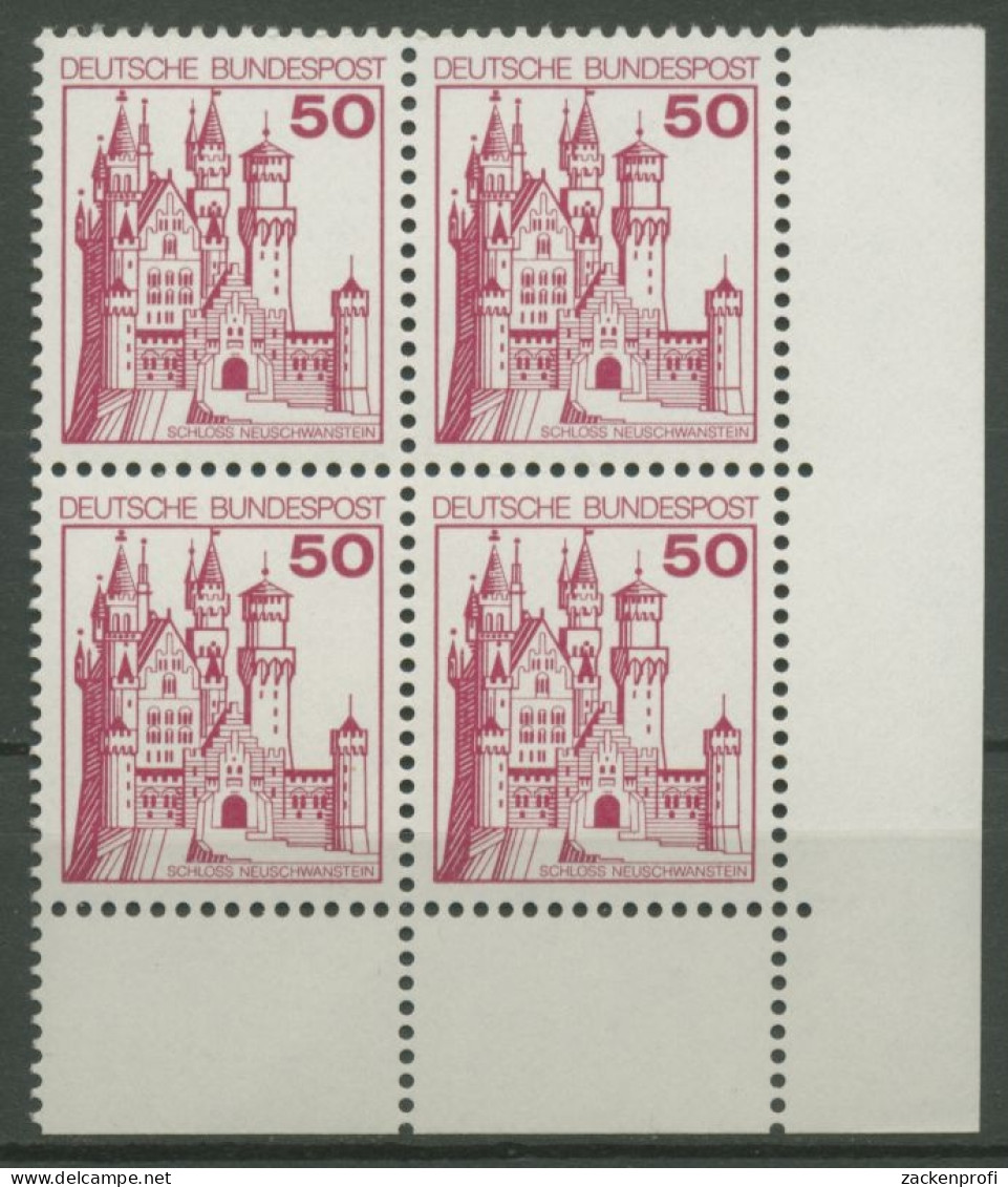 Bund 1977 Burgen & Schlösser 4er-Block Ecke Unten Rechts 916 Postfrisch - Unused Stamps