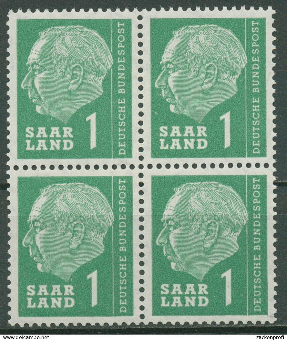 OPD Saarbrücken 1957 Bundespräsident Theodor Heuss 380 4er-Block Postfrisch - Unused Stamps