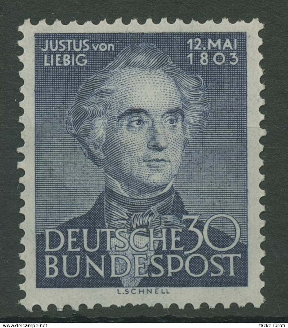 Bund 1953 150. Geb. Von Justus Von Liebig 166 Postfrisch, Zahnfehler (R19506) - Unused Stamps