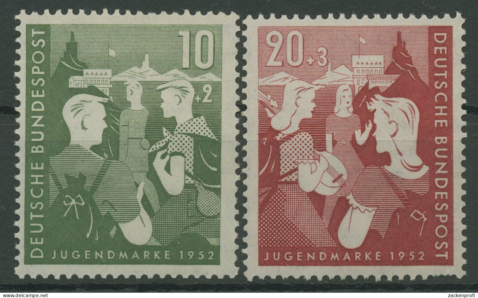 Bund 1952 Jugend 153/54 Postfrisch, Zahnfehler (R19467) - Ungebraucht