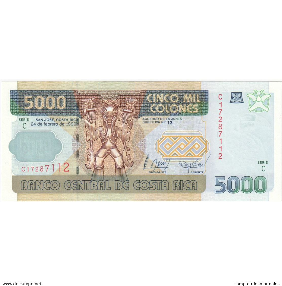 Billet, Costa Rica, 5000 Colones, 1999, 1999-02-24, KM:268a, NEUF - Costa Rica