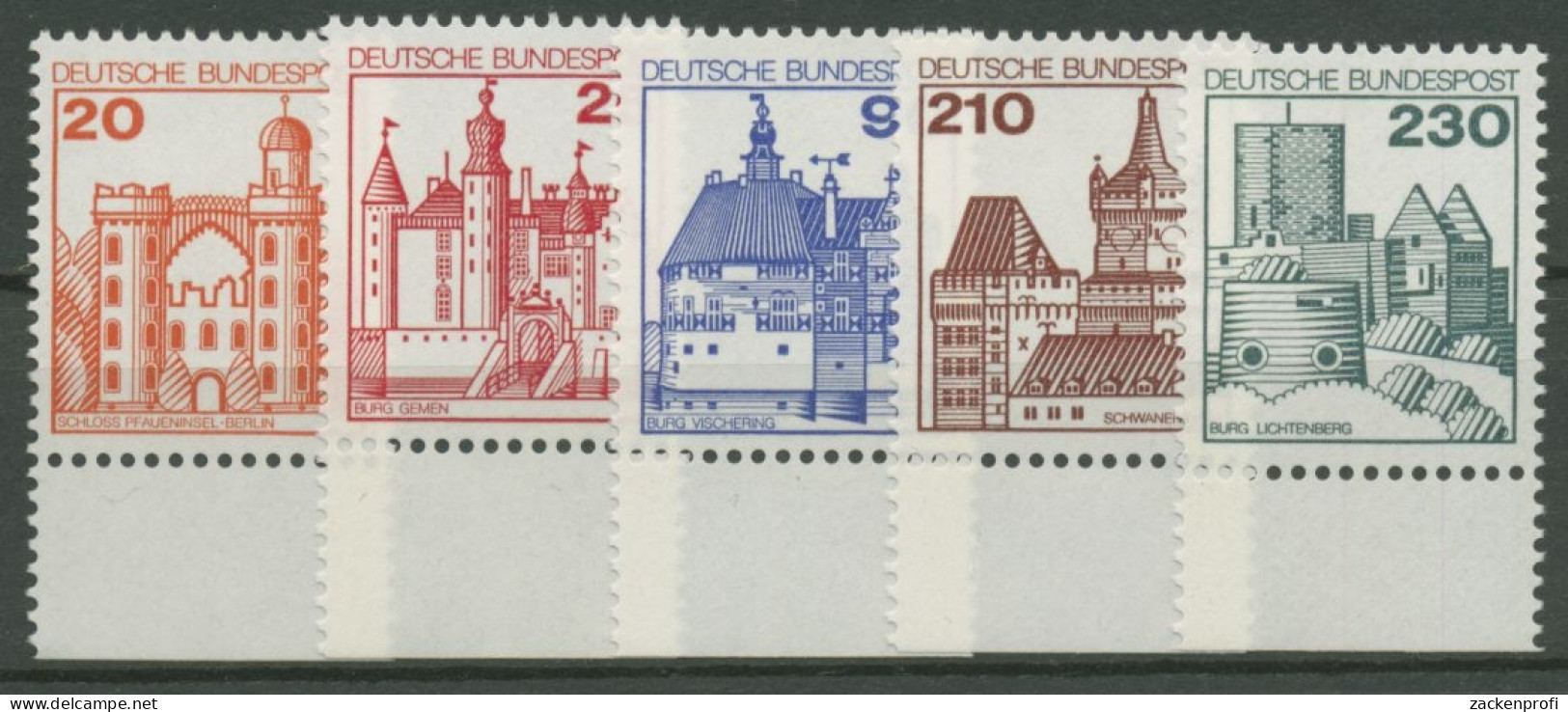 Bund 1978 Burgen & Schlösser Mit Unterrand 995/99 UR Postfrisch - Unused Stamps