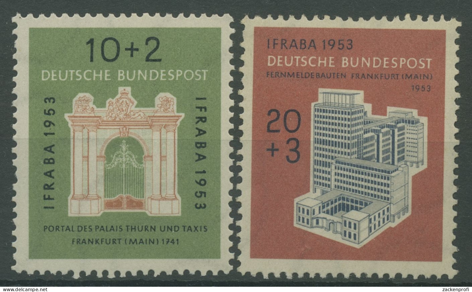Bund 1953 Briefmarken-Austellung IFRABA 171/72 Postfrisch, Zahnfehler (R19517) - Nuevos
