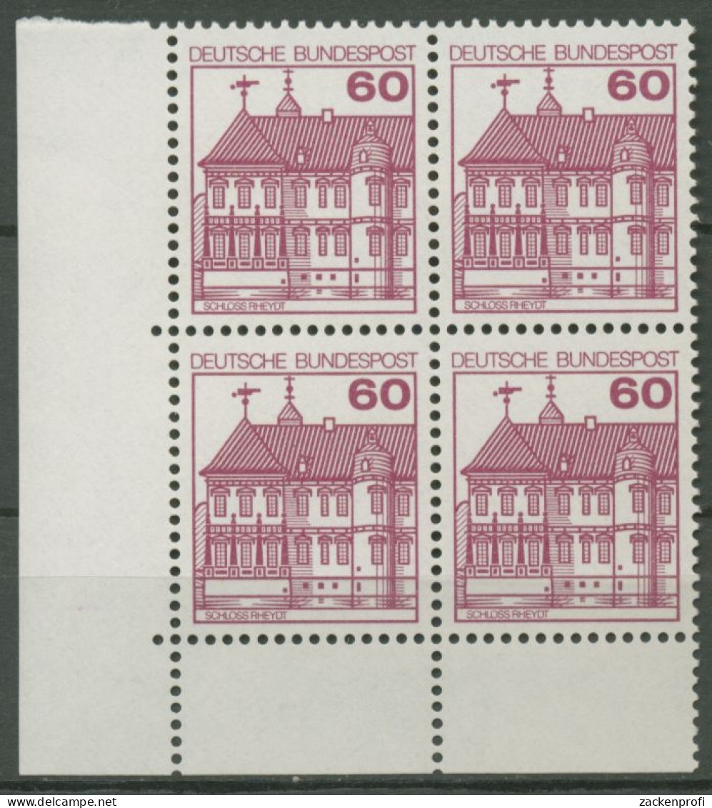 Bund 1979 Burgen & Schlösser 4er-Block Ecke Unten Links 1028 Postfrisch - Unused Stamps