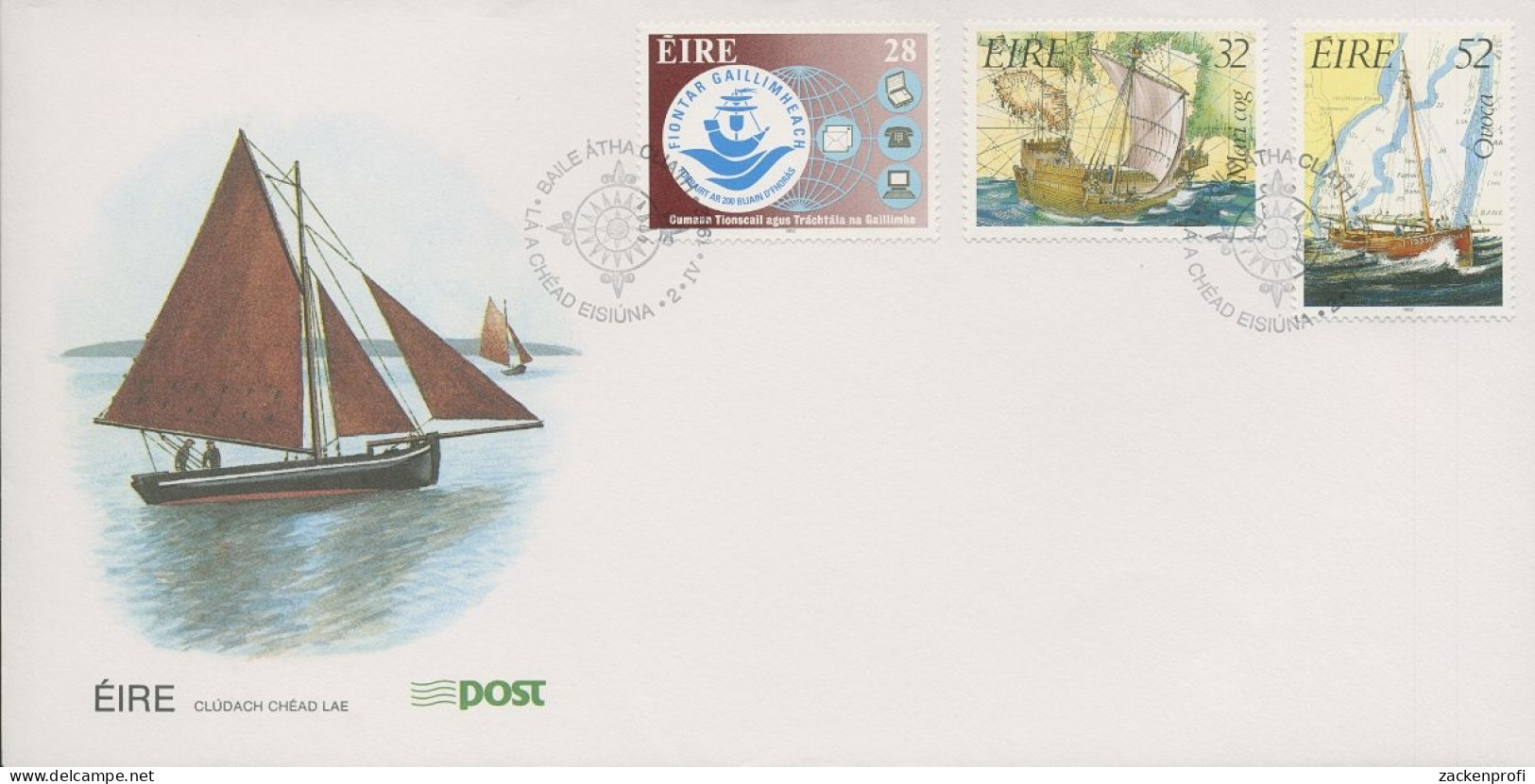 Irland 1992 Geschichte D. Seefahrt, 200 J. IHK Ersttagsbrief 785/87 FDC (X18629) - FDC