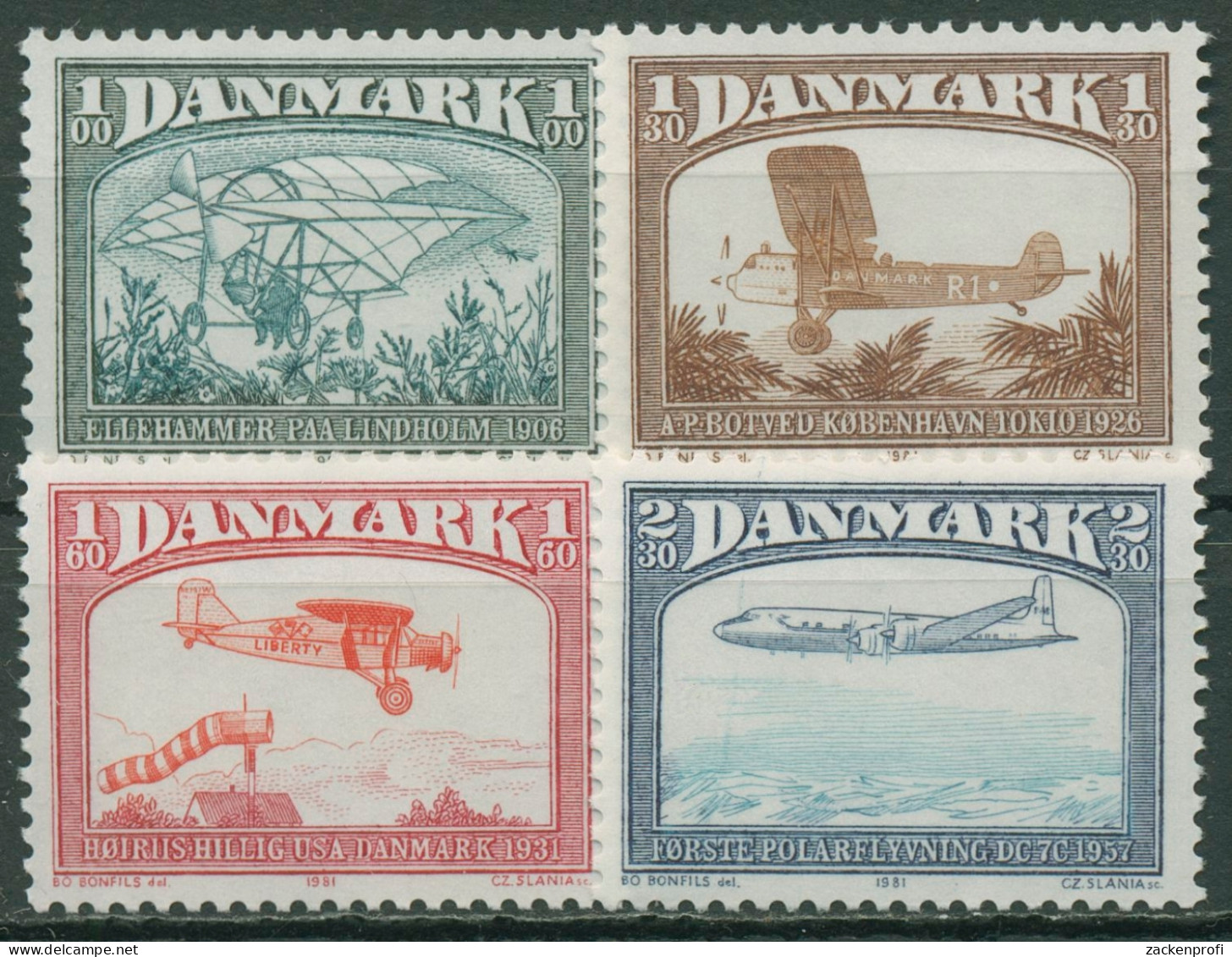 Dänemark 1981 Luftfahrt Flugzeuge 740/43 Postfrisch - Unused Stamps