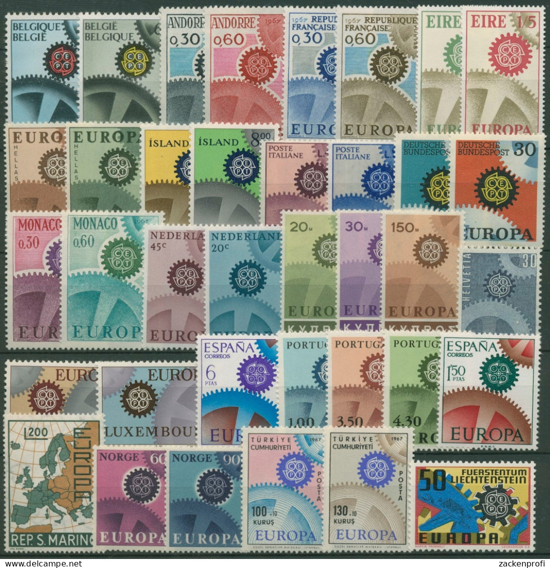 EUROPA CEPT Jahrgang 1967 Postfrisch Komplett (19 Länder) (SG97676) - Full Years