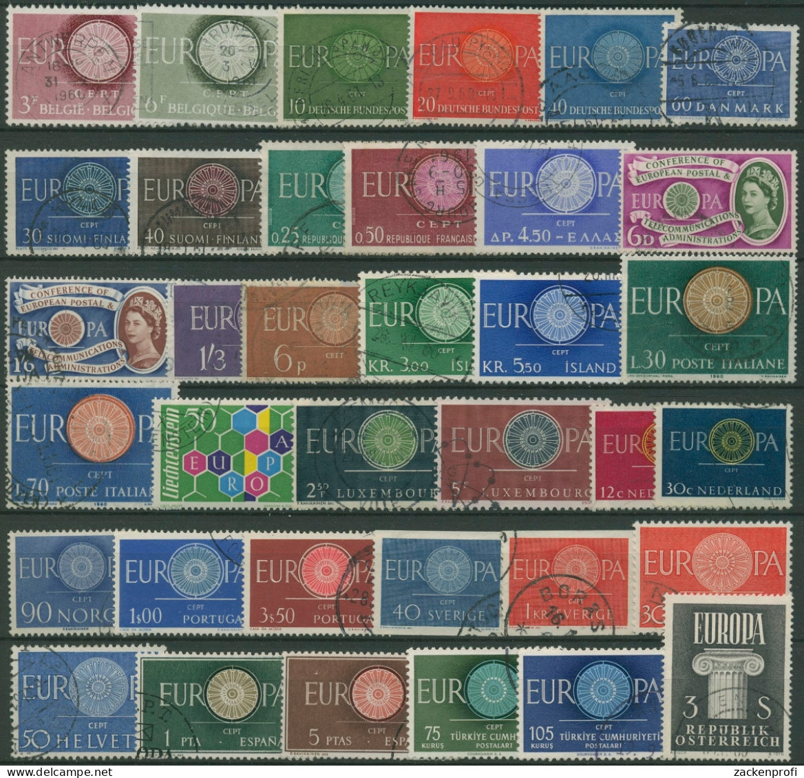 EUROPA CEPT Jahrgang 1960 Gestempelt Komplett (20 Länder) (SG97663) - Komplette Jahrgänge