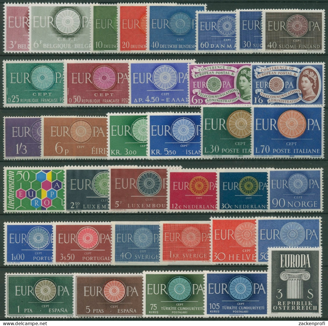 EUROPA CEPT Jahrgang 1960 Postfrisch Komplett (20 Länder) (SG97662) - Volledig Jaar