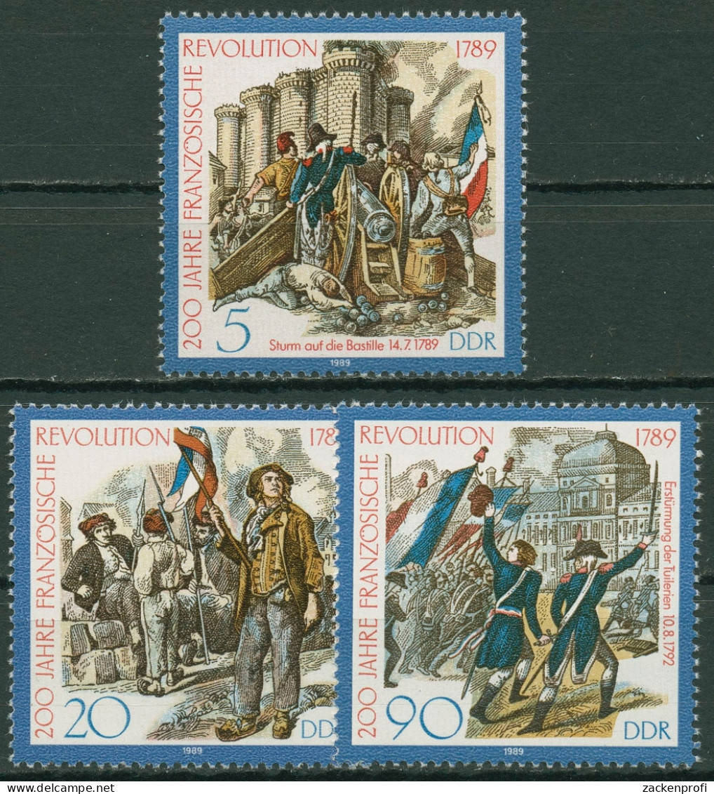 DDR 1989 Französische Revolution 3258/60 Postfrisch - Unused Stamps