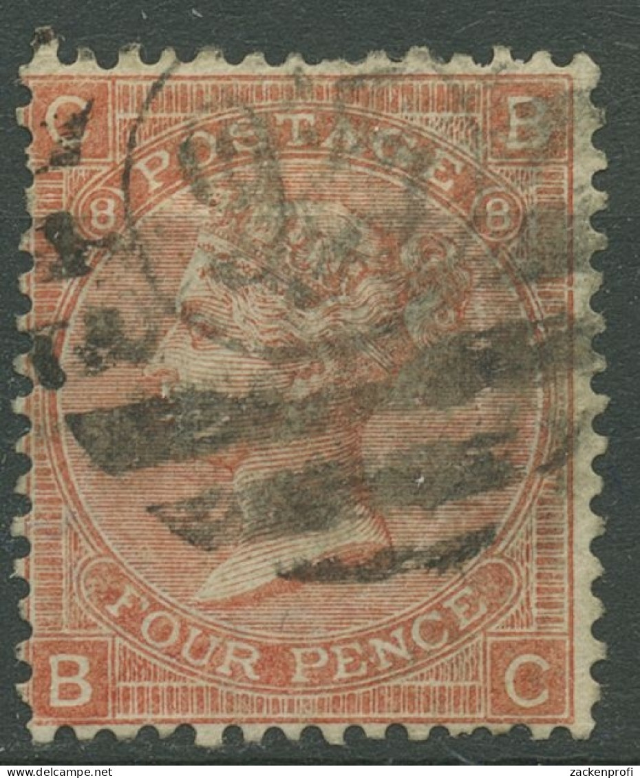 Großbritannien 1865 Königin Victoria 4 Pence, 24 Platte 8 Gestempelt - Used Stamps