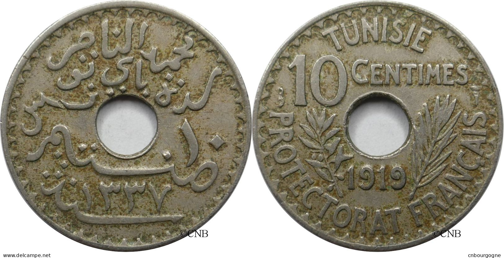 Tunisie - Protectorat Français - Naceur Bey - 10 Centimes 1919-AH1337 - TTB/XF45 - Mon5557 - Tunesien