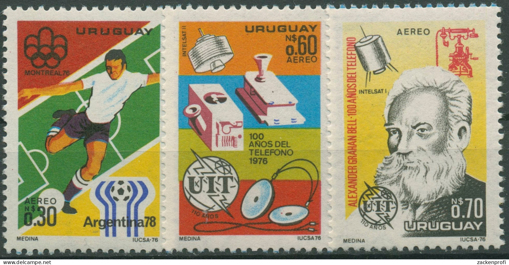 Uruguay 1976 Jahresereignisse Olympia Telefon UPU 1406/08 Postfrisch - Uruguay