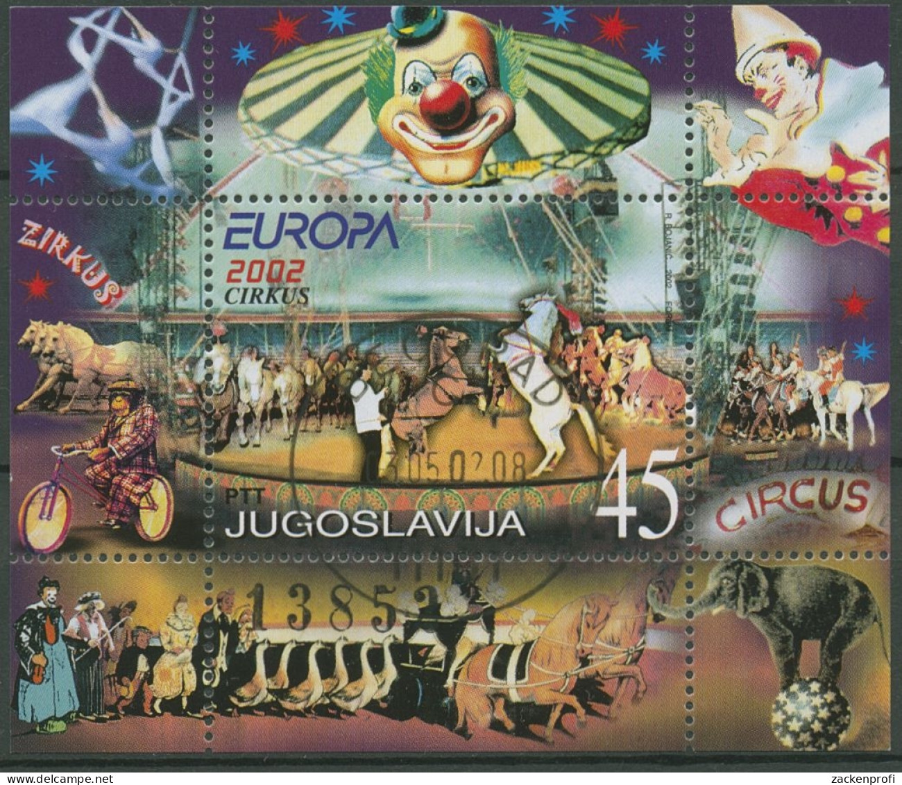 Jugoslawien 2002 Europa CEPT Zirkus Block 53 Gestempelt (C97726) - Blocs-feuillets