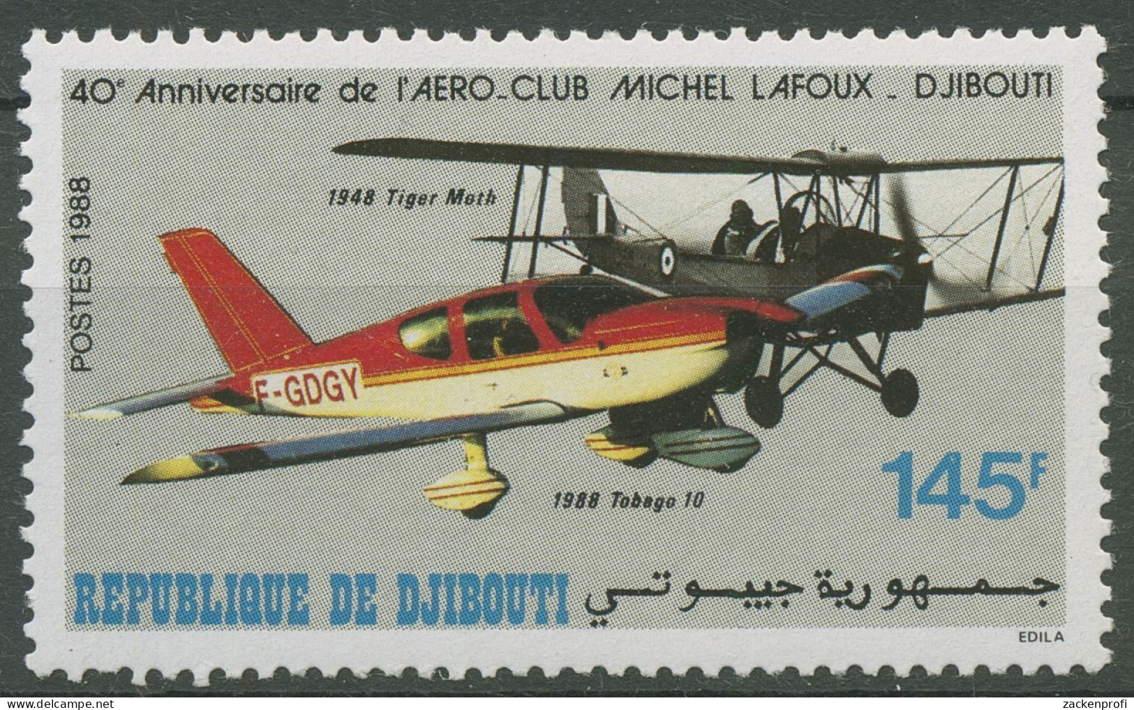 Dschibuti 1988 40 Jahre AERO-Club Michel Lafoux, Flugzeuge 514 Postfrisch - Djibouti (1977-...)