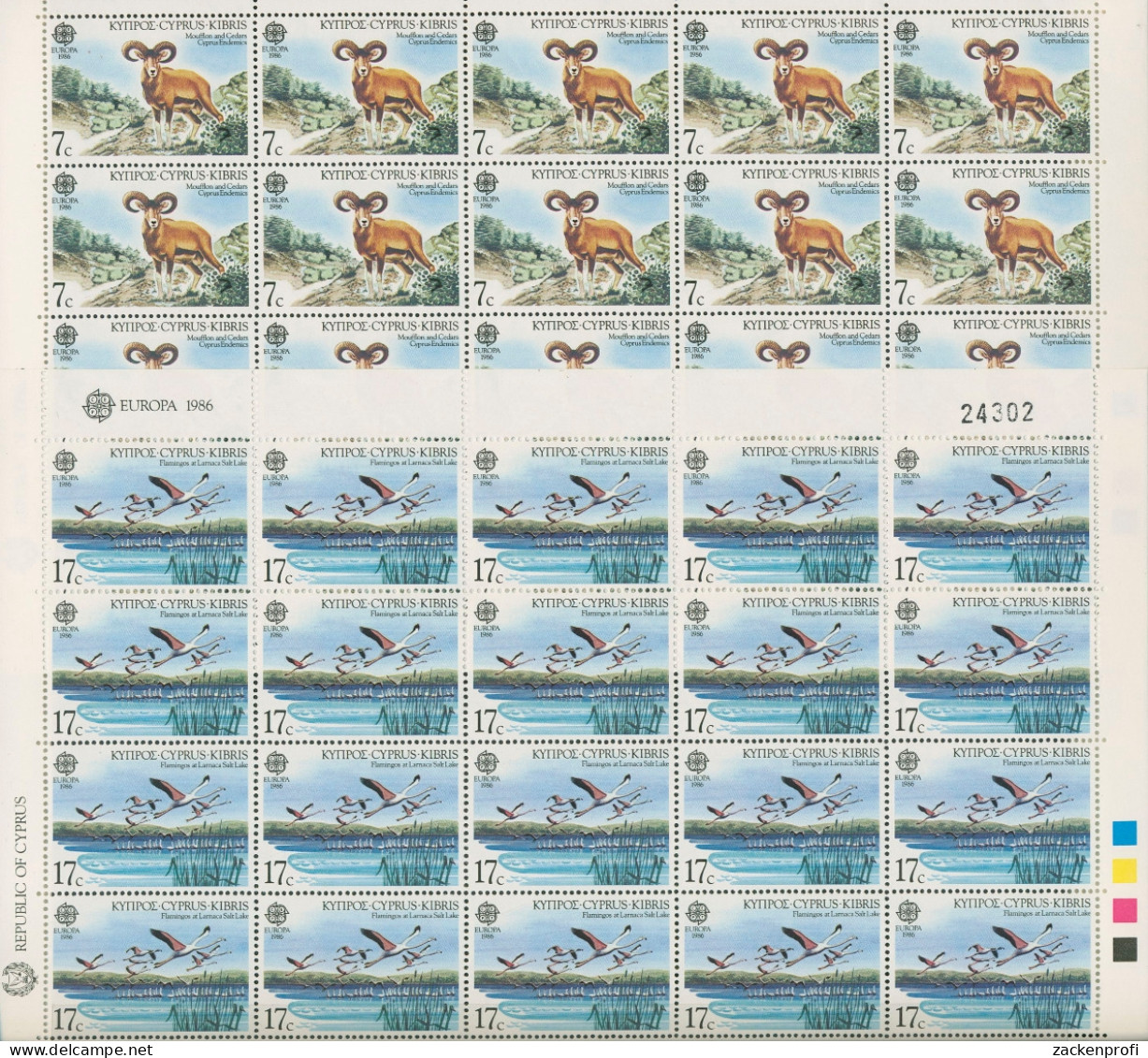 Zypern 1986 Europa CEPT Naturschutz 655/56 Bogen Postfrisch (SG97795) - Ungebraucht