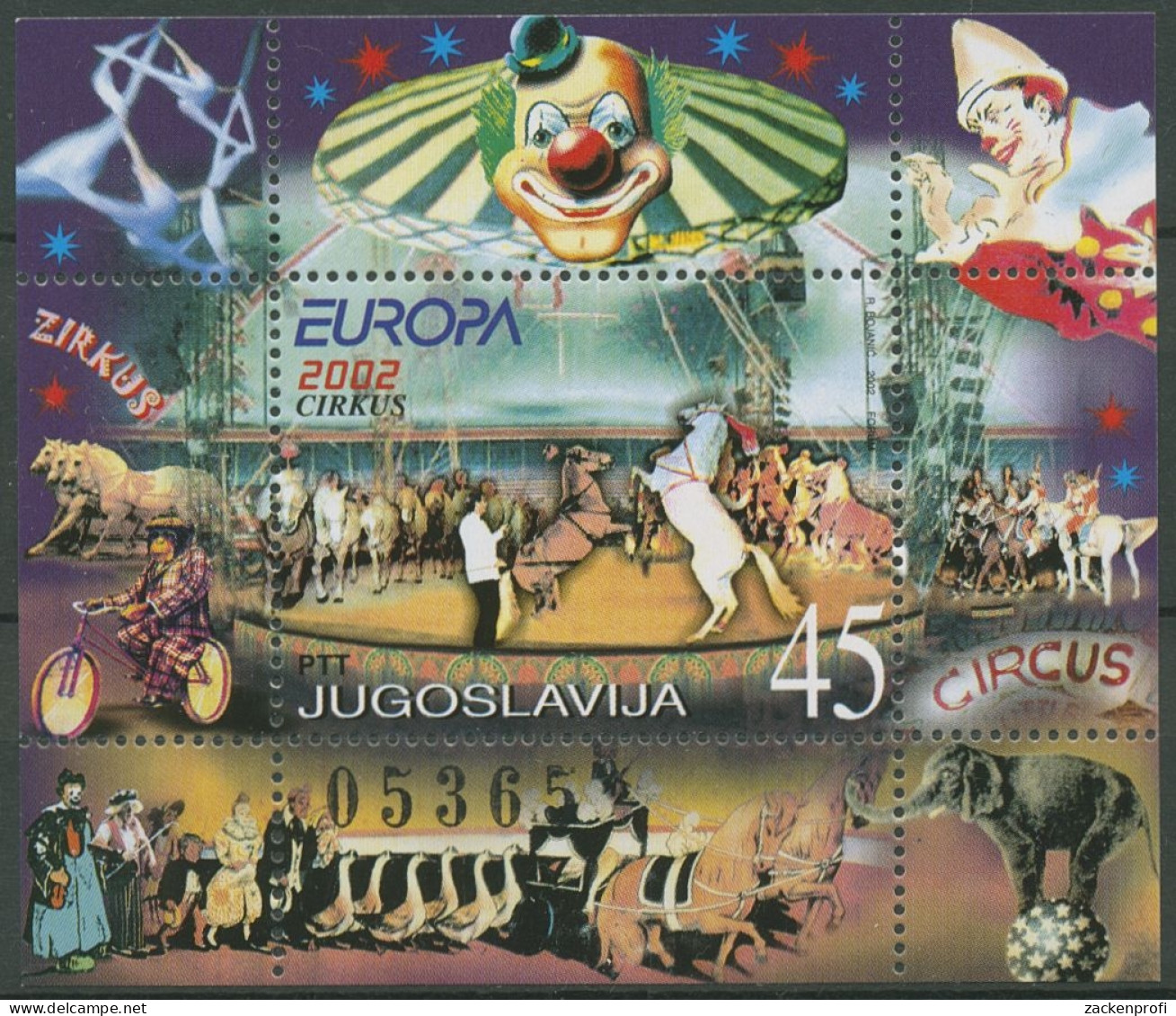 Jugoslawien 2002 Europa CEPT Zirkus Block 53 Postfrisch (C97725) - Blocks & Sheetlets