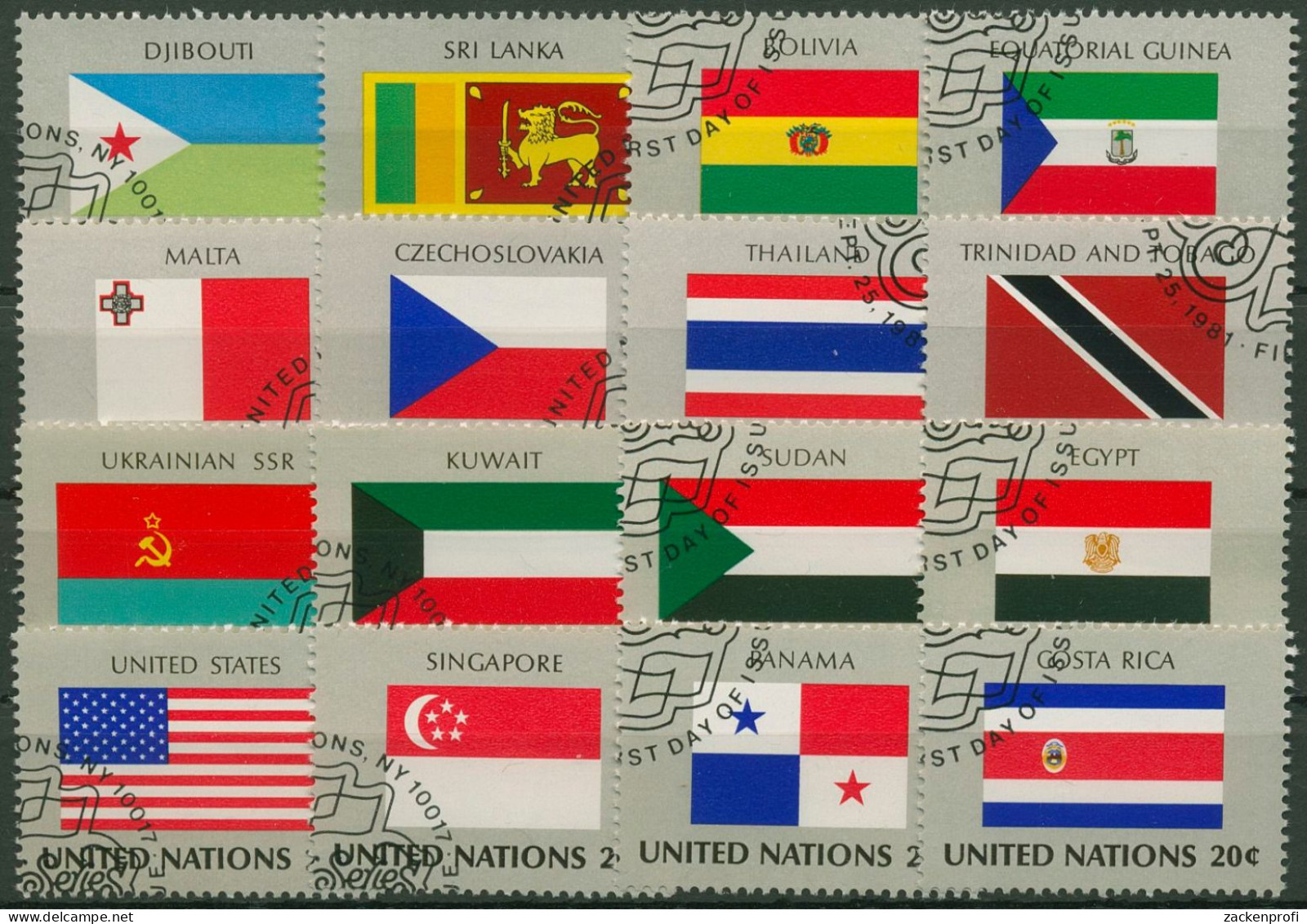 UNO New York 1981 Flaggen Der Mitgliedsstaaten 373/88 Gestempelt - Usati