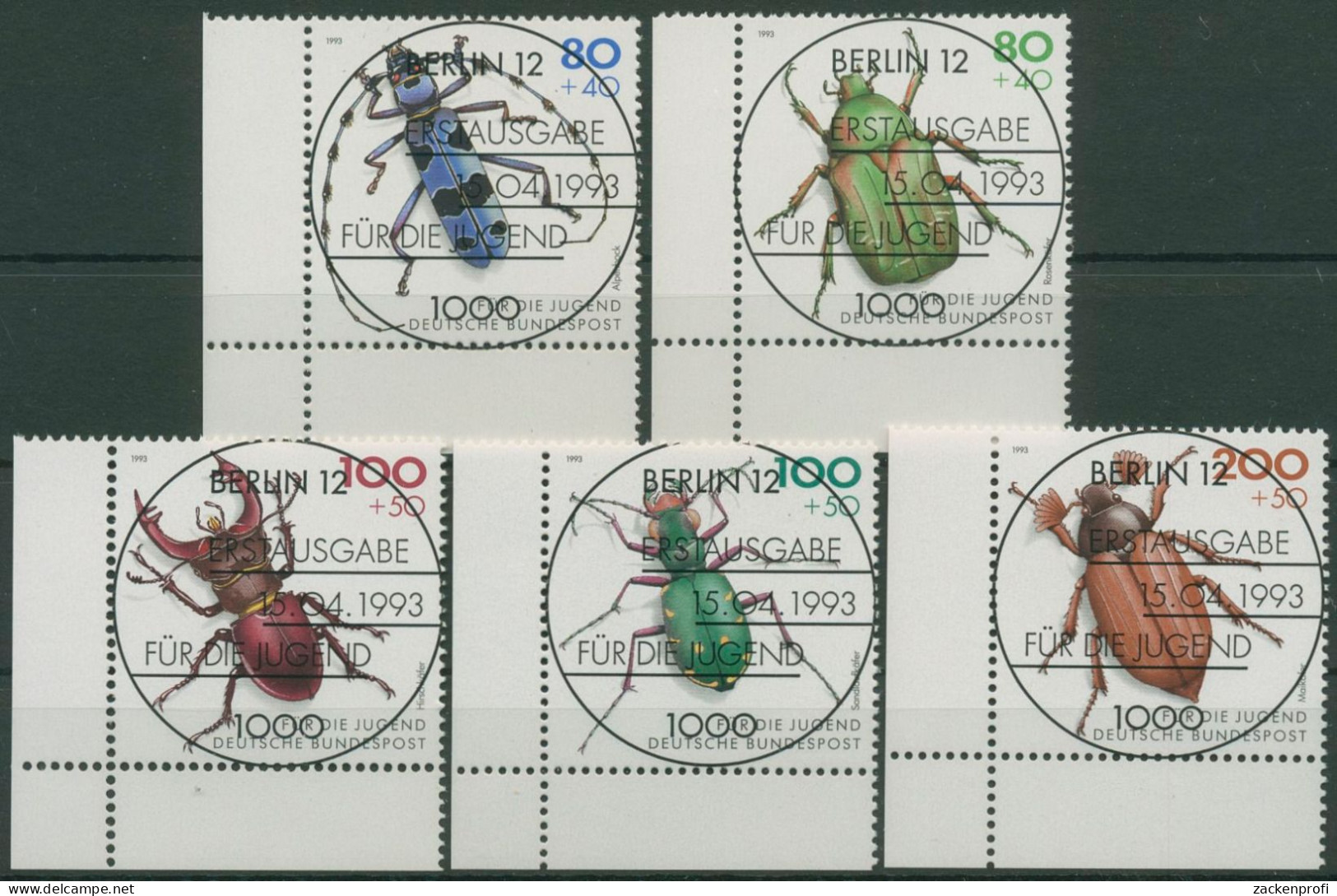 Bund 1993 Jugend: Tiere Insekten Käfer 1666/70 Ecke 3 TOP ESST Berlin (E2119) - Used Stamps