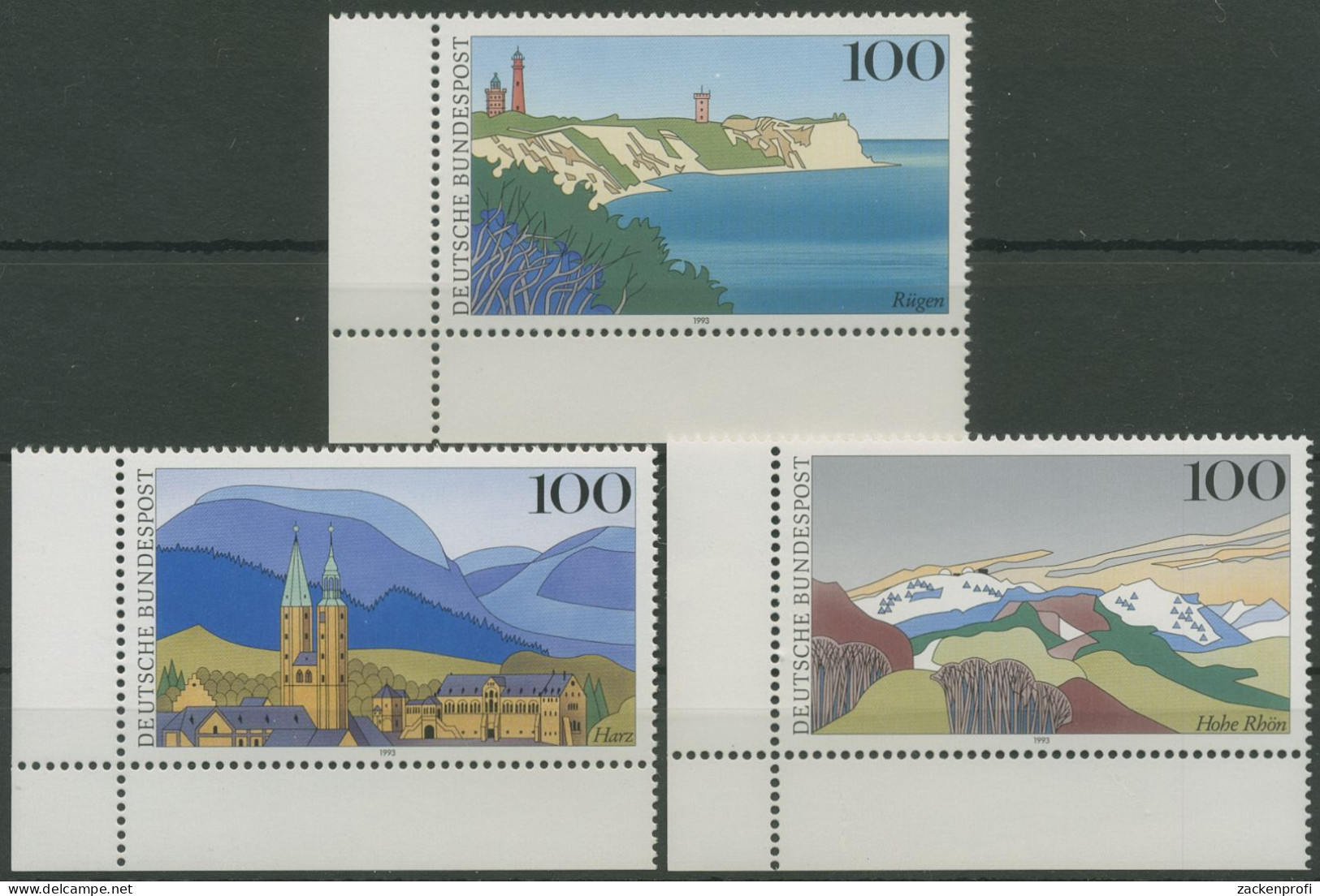 Bund 1993 Landschaften Rügen Harz Hohe Rhön 1684/86 Ecke 3 Postfrisch (E2151) - Unused Stamps