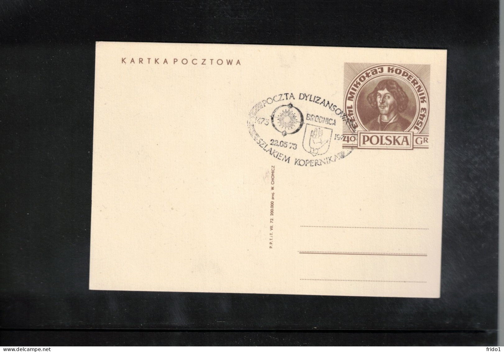 Poland / Polska 1973 Astronomy - 500th Anniversary Of The Birth Of Nicolaus Kopernicus - Stagecoach Mail BRODNICA - Sterrenkunde