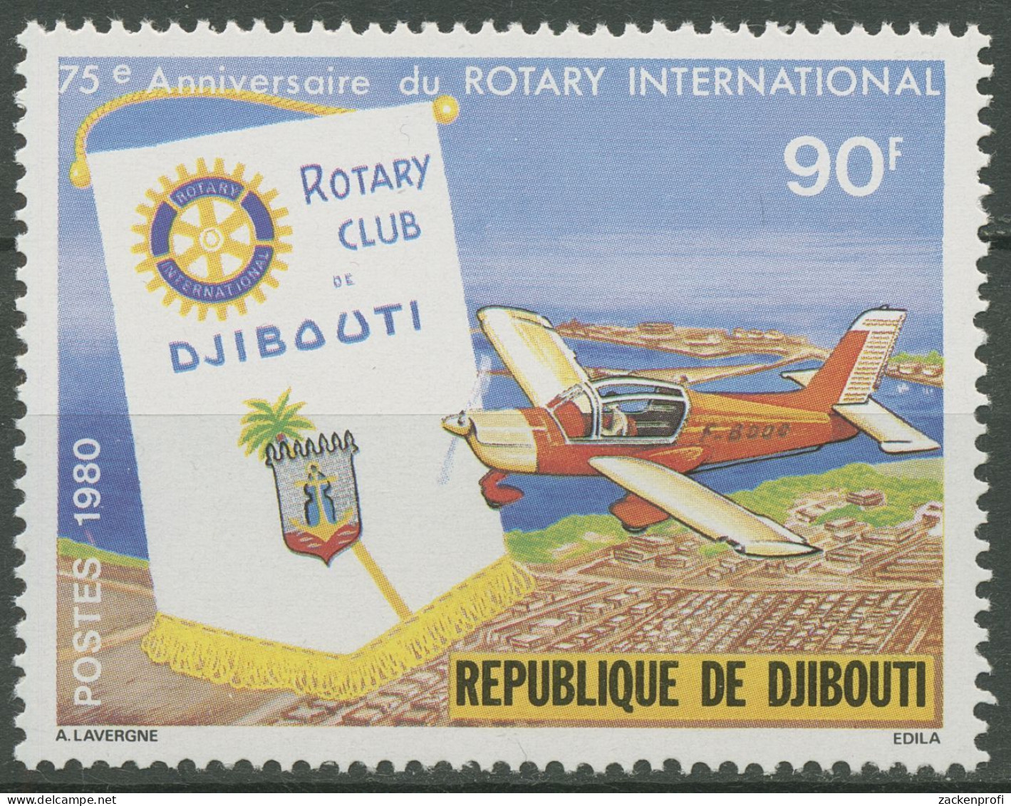 Dschibuti 1980 75 Jahre Rotary International Flugzeug 266 A Postfrisch - Dschibuti (1977-...)